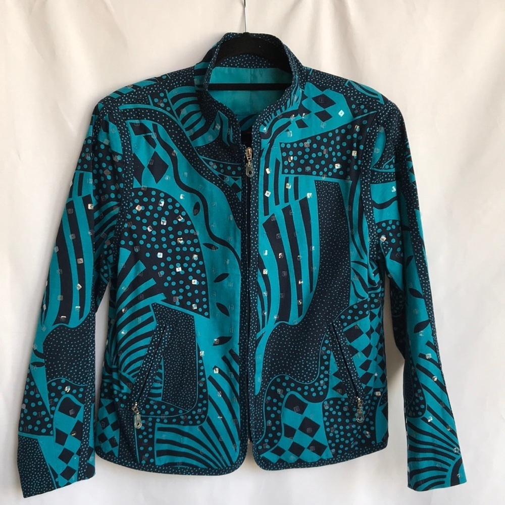 Redd Jeans navy and teal jacket with sequins, 6